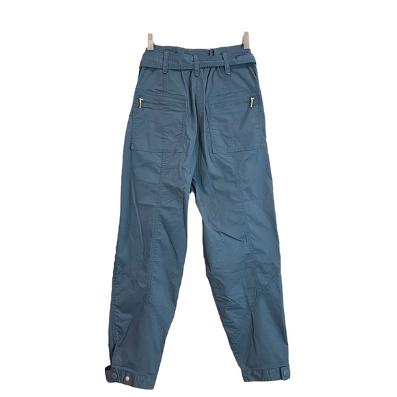 ANTHROPOLOGIE Ellie Belted Utility Pants Embroidered Blue Size 4 - Picture 8 of 16